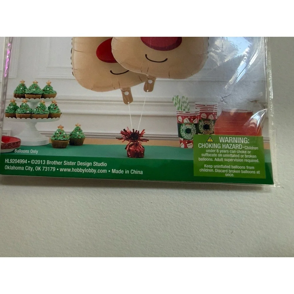 Christmas Party themed balloon decoration Three‎ Sets Of 2 Reindeer (6) Balloons